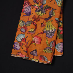 Orange - Handpainted Srikalahasti Silk Cotton Pen Kalamkari Fabric 15