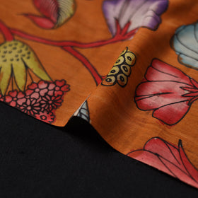 Orange - Handpainted Srikalahasti Silk Cotton Pen Kalamkari Fabric 15
