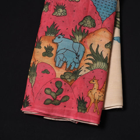 Handpainted Srikalahasti Silk Cotton Pen Kalamkari Fabric 16