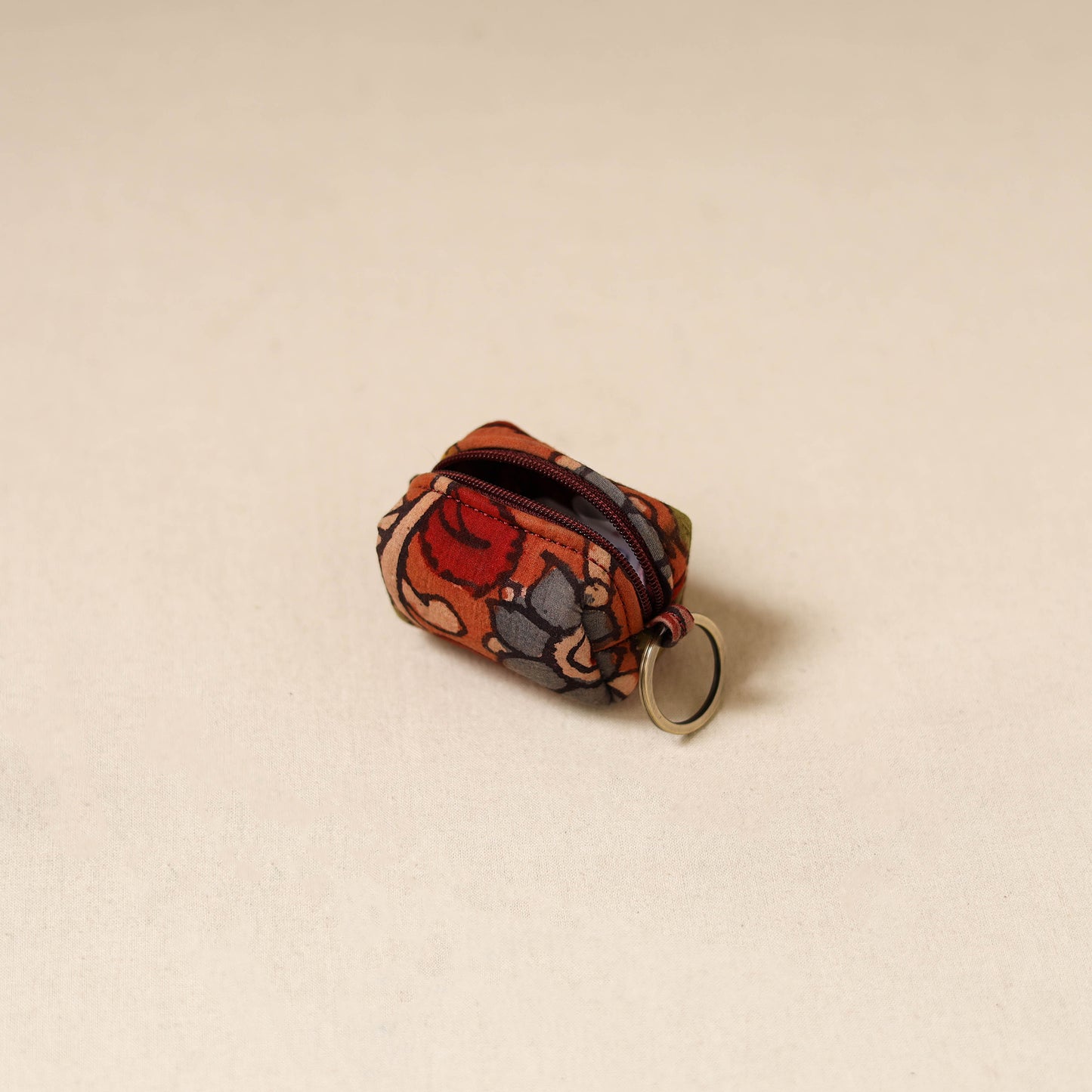 Srikalahasti Handpainted Kalamkari Keychain Pouch by Dwarka Plus 61