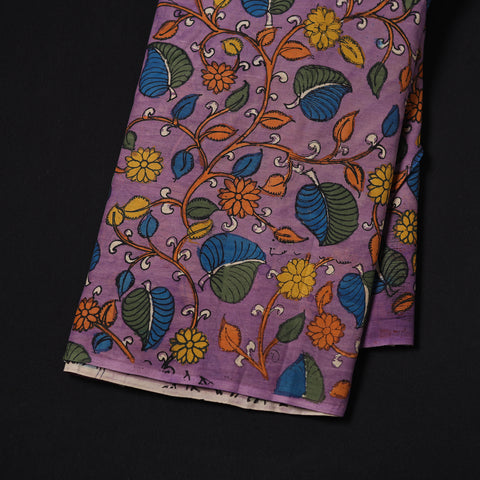 Purple - Handpainted Srikalahasti Silk Cotton Pen Kalamkari Fabric 17