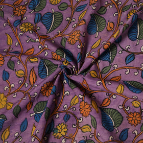 Purple - Handpainted Srikalahasti Silk Cotton Pen Kalamkari Fabric 17