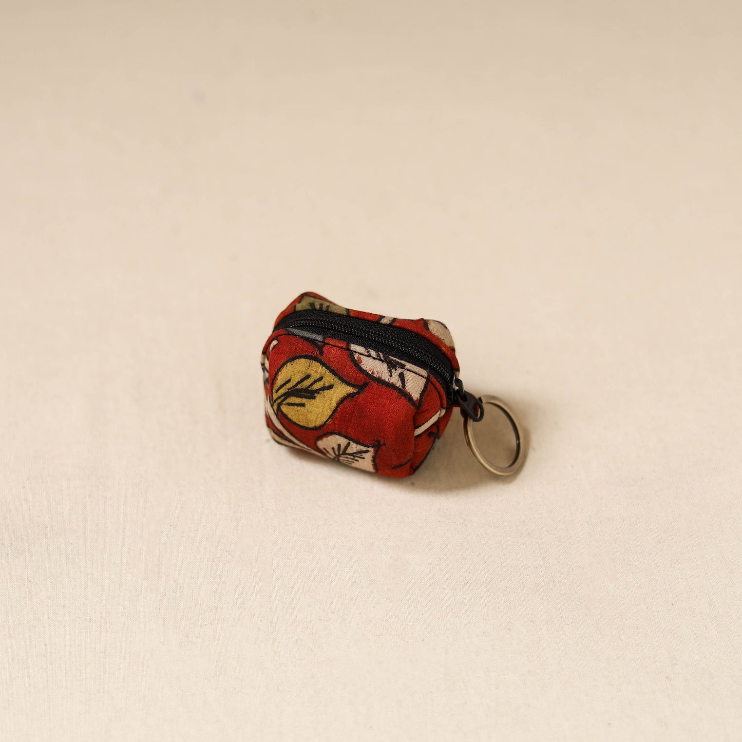 Srikalahasti Handpainted Kalamkari Keychain Pouch by Dwarka Plus 64