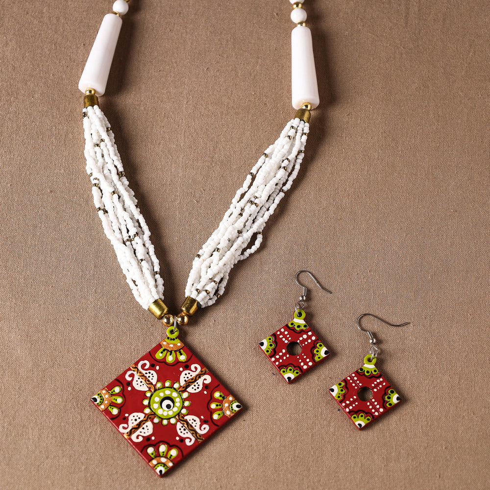 tikuli art handpainted necklace set