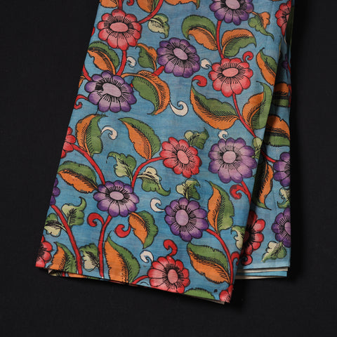 Blue - Handpainted Srikalahasti Silk Cotton Pen Kalamkari Fabric 18