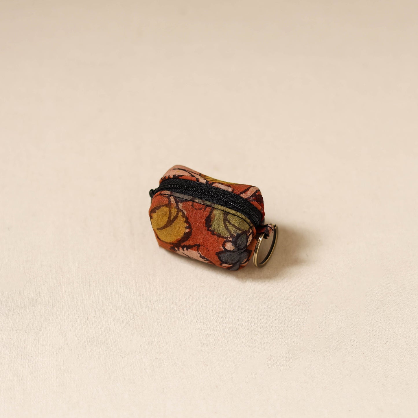 Srikalahasti Handpainted Kalamkari Keychain Pouch by Dwarka Plus 65