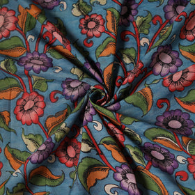 Blue - Handpainted Srikalahasti Silk Cotton Pen Kalamkari Fabric 18