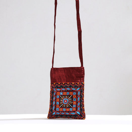 Multicolor - Kutch Pakko Hand Embroidery Mirror Work Mashru Silk Sling Bag 72