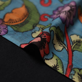 Blue - Handpainted Srikalahasti Silk Cotton Pen Kalamkari Fabric 18