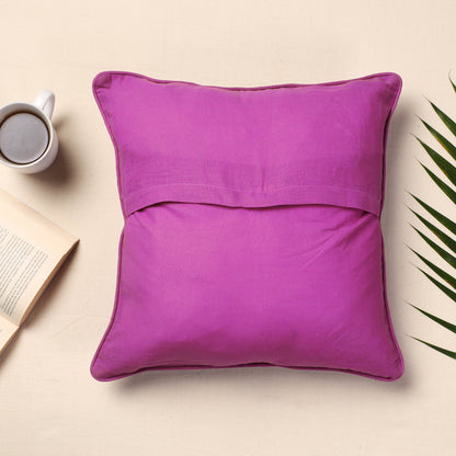 Purple - Banarasi Handwoven Silk Zari Cushion Cover (16 x 16 in)
