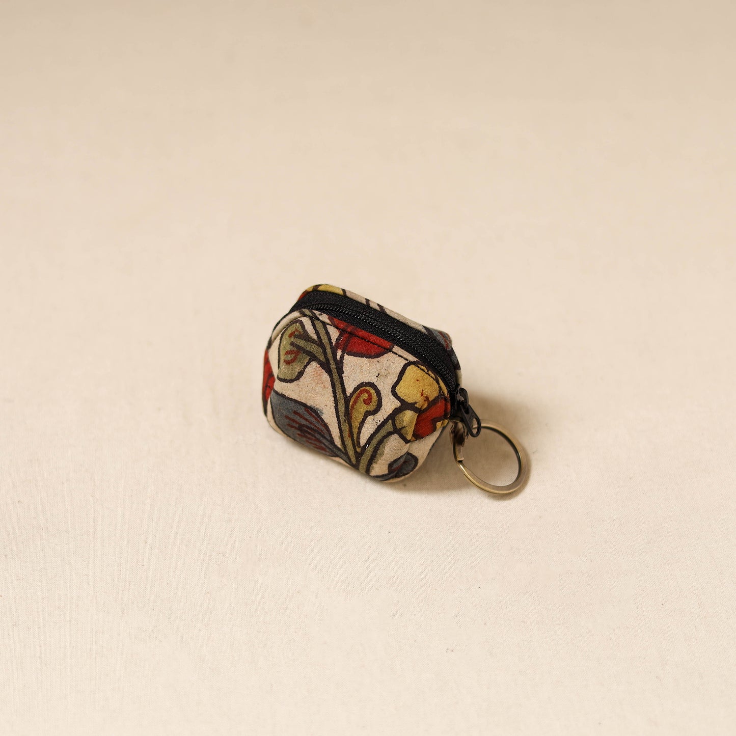 Srikalahasti Handpainted Kalamkari Keychain Pouch by Dwarka Plus 66