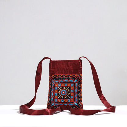 Multicolor - Kutch Pakko Hand Embroidery Mirror Work Mashru Silk Sling Bag 72