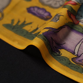 Yellow - Handpainted Srikalahasti Silk Cotton Pen Kalamkari Fabric 19