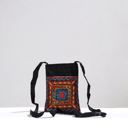Multicolor - Kutch Pakko Hand Embroidery Mirror Work Mashru Silk Sling Bag 73