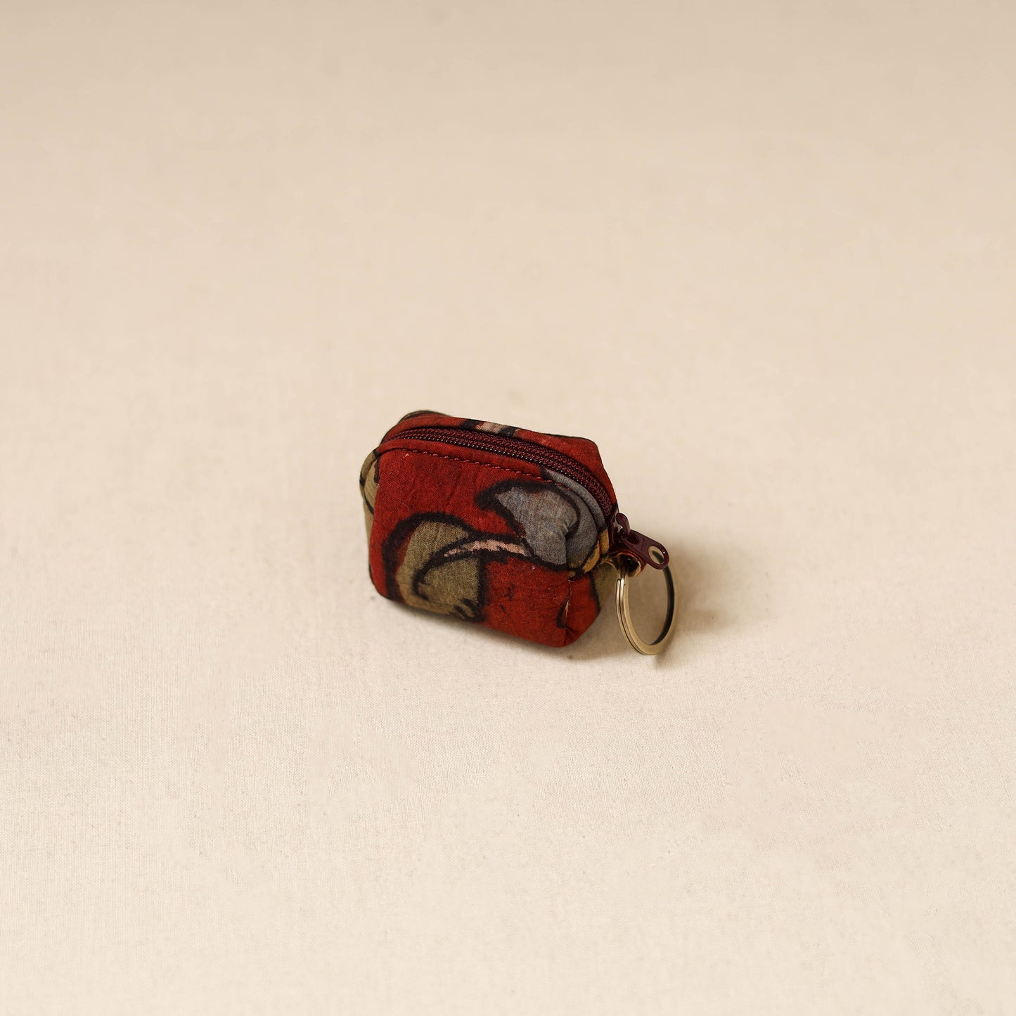 Srikalahasti Handpainted Kalamkari Keychain Pouch by Dwarka Plus 69