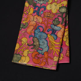 Pink - Handpainted Srikalahasti Silk Cotton Pen Kalamkari Fabric 20