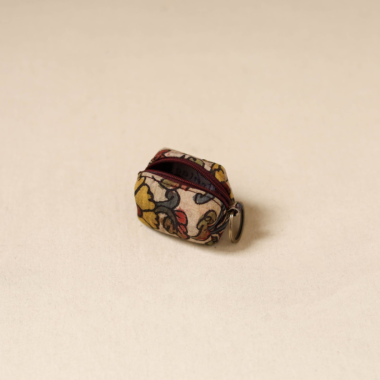 Srikalahasti Handpainted Kalamkari Keychain Pouch by Dwarka Plus 70