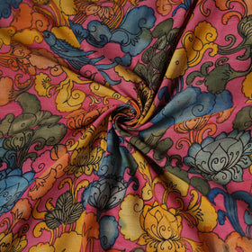 Pink - Handpainted Srikalahasti Silk Cotton Pen Kalamkari Fabric 20