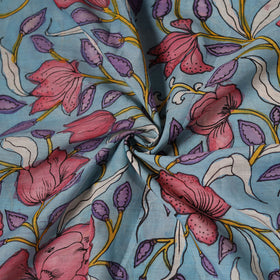 Blue - Handpainted Srikalahasti Silk Cotton Pen Kalamkari Fabric 21