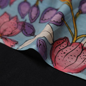 Blue - Handpainted Srikalahasti Silk Cotton Pen Kalamkari Fabric 21