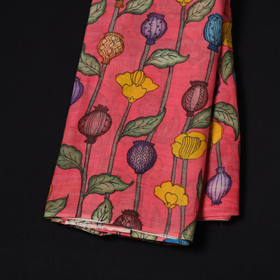 Pink - Handpainted Srikalahasti Silk Cotton Pen Kalamkari Fabric 22