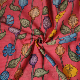 Pink - Handpainted Srikalahasti Silk Cotton Pen Kalamkari Fabric 22