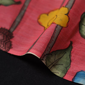 Pink - Handpainted Srikalahasti Silk Cotton Pen Kalamkari Fabric 22