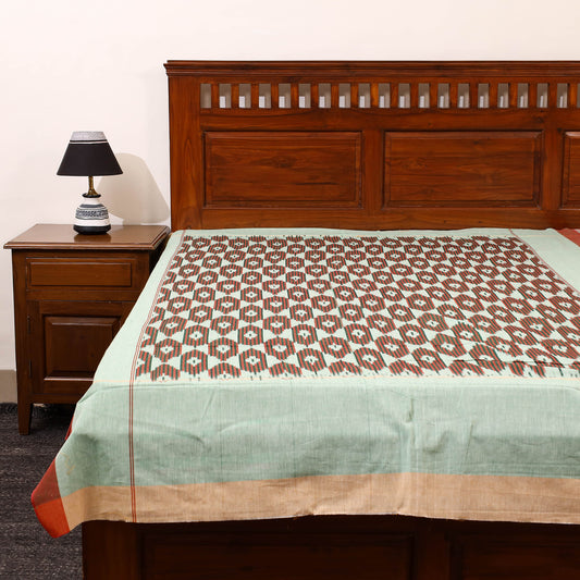 Green - Cotton Pochampally Ikat Bedsheet 42