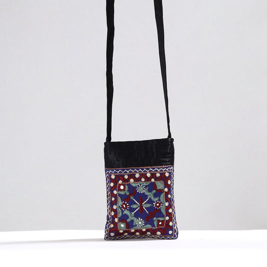 Multicolor - Kutch Pakko Hand Embroidery Mirror Work Mashru Silk Sling Bag 78