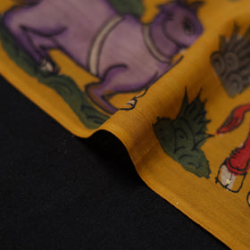 Yellow - Handpainted Srikalahasti Silk Cotton Pen Kalamkari Fabric 24