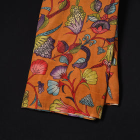 Orange - Handpainted Srikalahasti Silk Cotton Pen Kalamkari Fabric 25