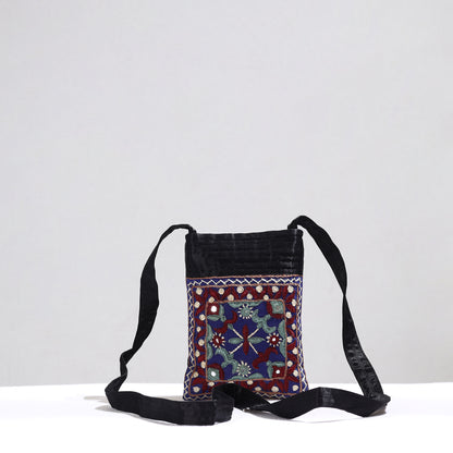 Multicolor - Kutch Pakko Hand Embroidery Mirror Work Mashru Silk Sling Bag 78