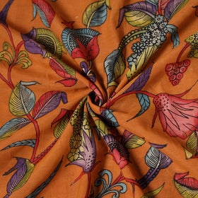 Orange - Handpainted Srikalahasti Silk Cotton Pen Kalamkari Fabric 25