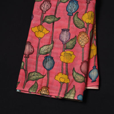 Pink - Handpainted Srikalahasti Silk Cotton Pen Kalamkari Fabric 27