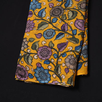 Yellow - Handpainted Srikalahasti Silk Cotton Pen Kalamkari Fabric 28