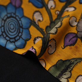 Yellow - Handpainted Srikalahasti Silk Cotton Pen Kalamkari Fabric 28