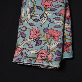 Blue - Handpainted Srikalahasti Silk Cotton Pen Kalamkari Fabric 31
