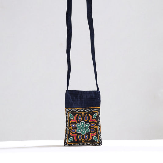 Kutch Pakko Hand Embroidery Mirror Work Mashru Silk Sling Bag 86