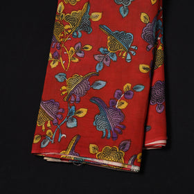 Red - Handpainted Srikalahasti Silk Cotton Pen Kalamkari Fabric 32