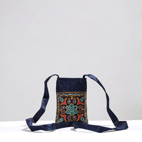 Black Kutch Pakko Hand Embroidery Mashru Silk Sling Bag