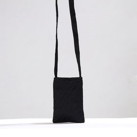 Black Kutch Pakko Hand Embroidery Mashru Silk Sling Bag