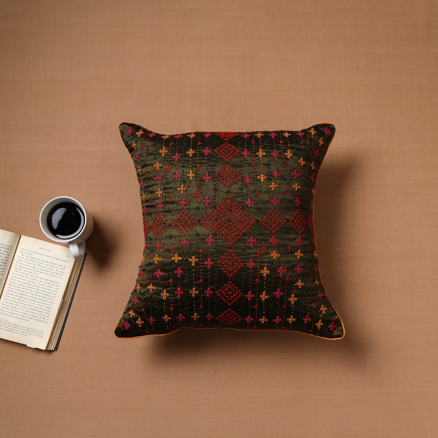 Kutch Hand Embroidery Cushion Cover (16 x 16 in) 04