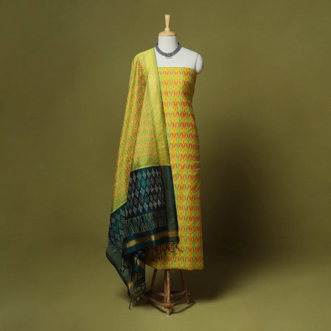Yellow - 2pc unstitched handloom sico pochampally ikat