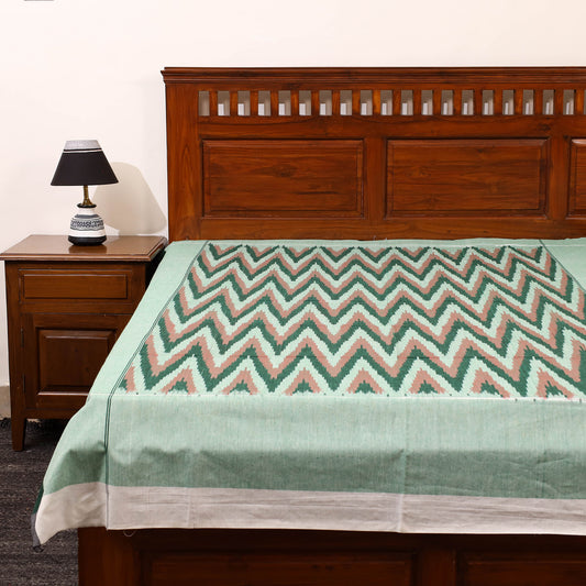 Green - Cotton Pochampally Ikat Bedsheet 48