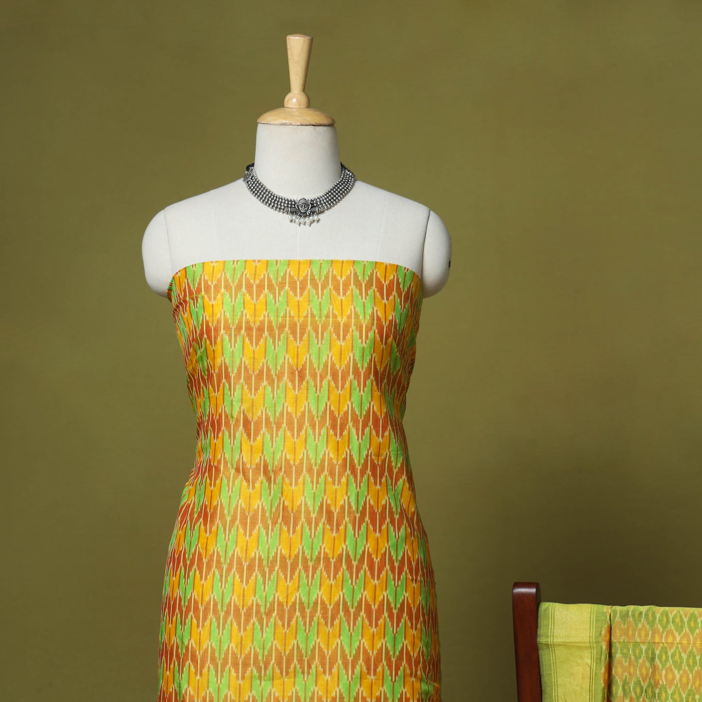 Yellow - 2pc unstitched handloom sico pochampally ikat