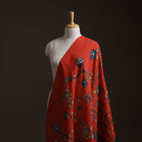 Red - Handpainted Srikalahasti Silk Cotton Pen Kalamkari Fabric 02