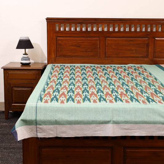 Green - Cotton Pochampally Ikat Bedsheet 52