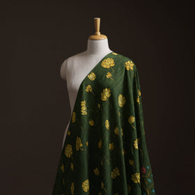 Green - Handpainted Srikalahasti Silk Cotton Pen Kalamkari Fabric 08