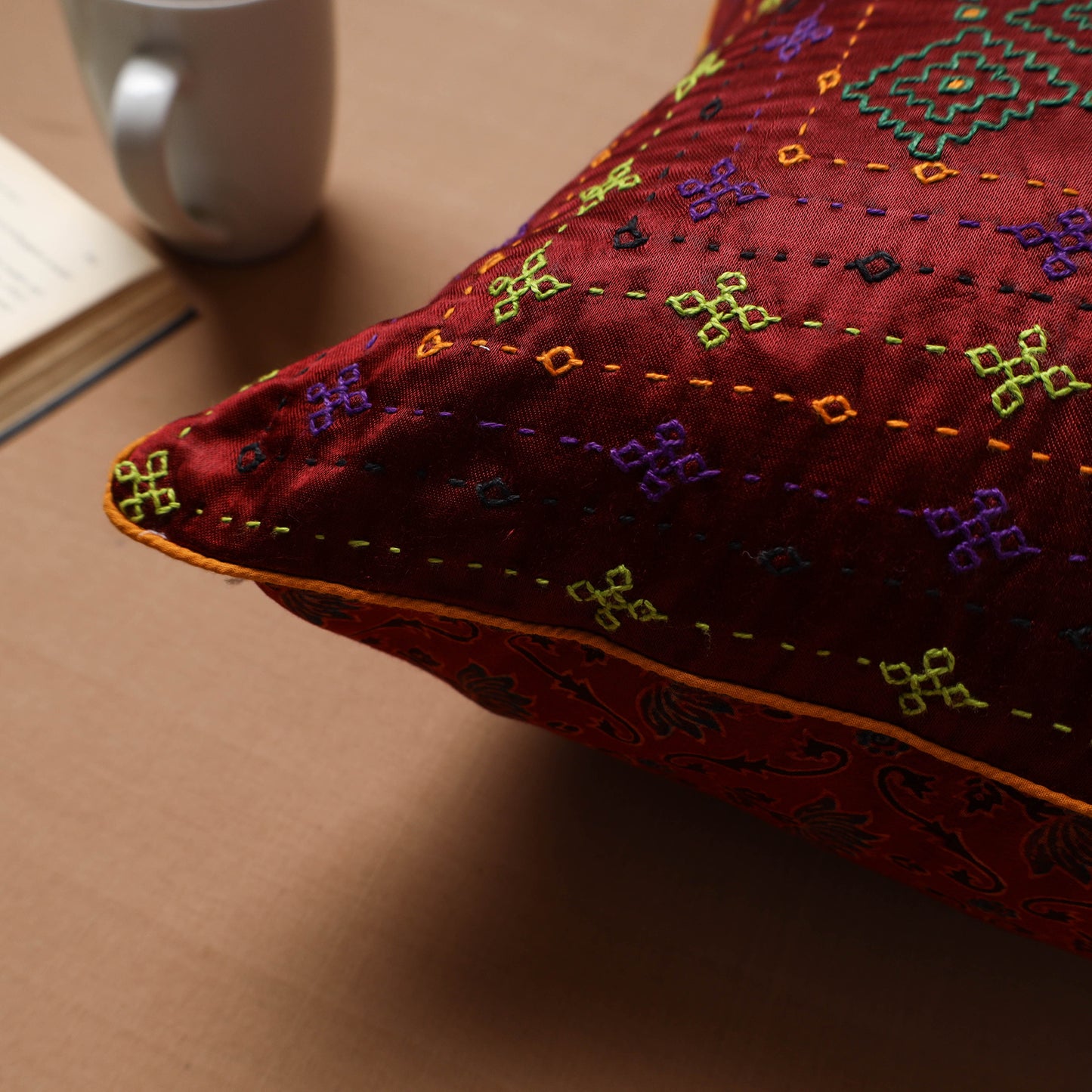 Kutch Hand Embroidery Cushion Cover (16 x 16 in) 12