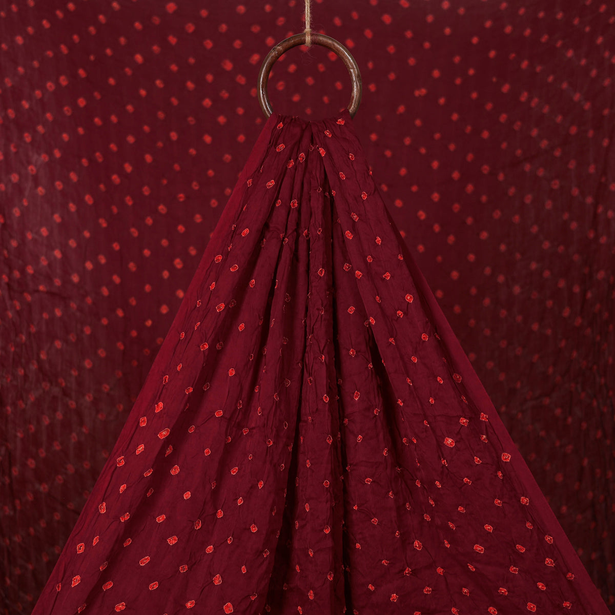 Maroon - Modal Silk Kutch Bandhani Tie-Dye Fabric 02